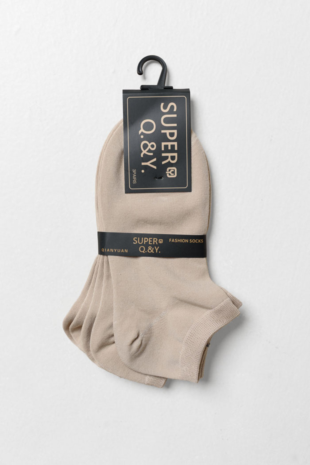 SUPER Q&Y plain ankle socks three-pack