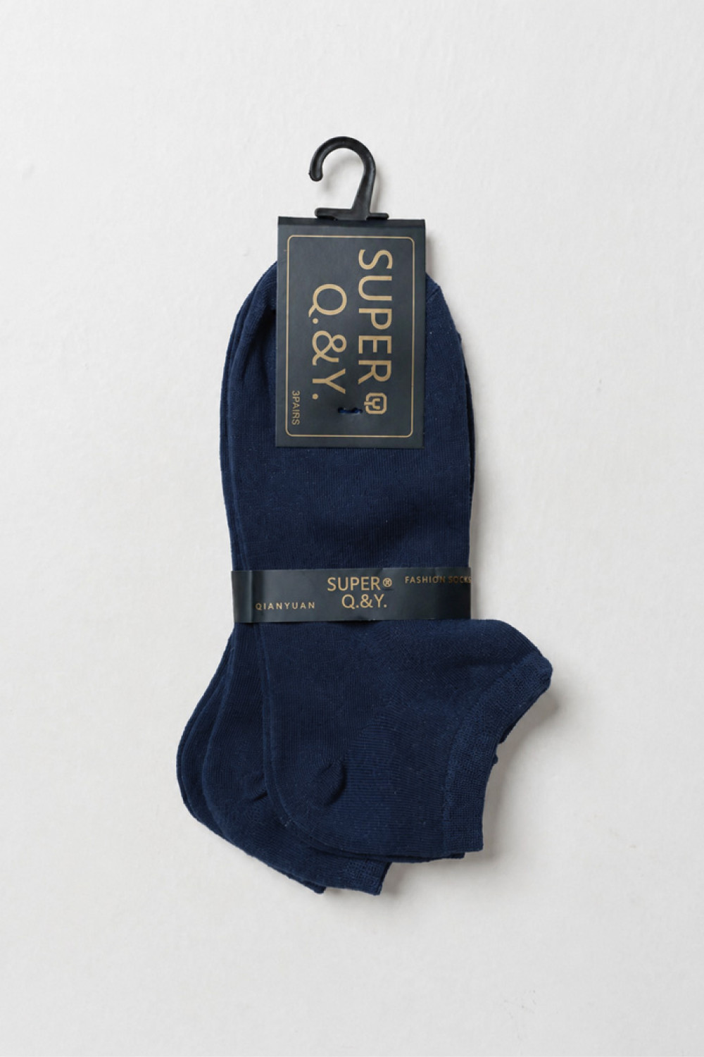 SUPER Q&Y plain ankle socks three-pack
