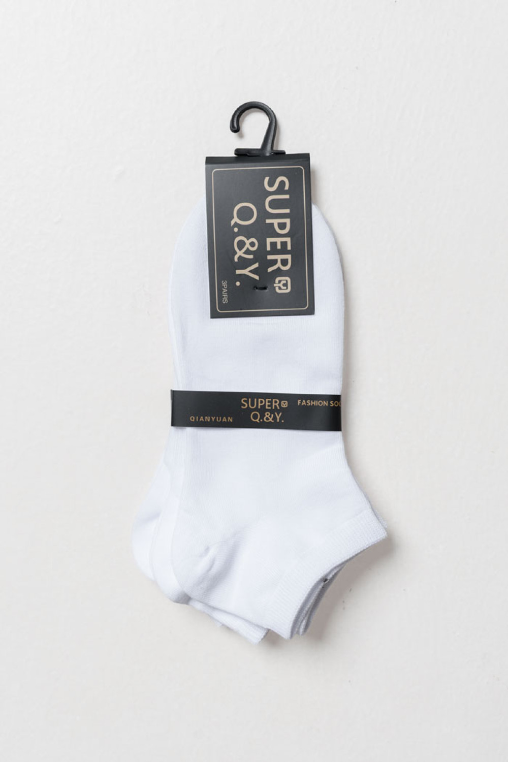 SUPER Q&Y plain ankle socks three-pack