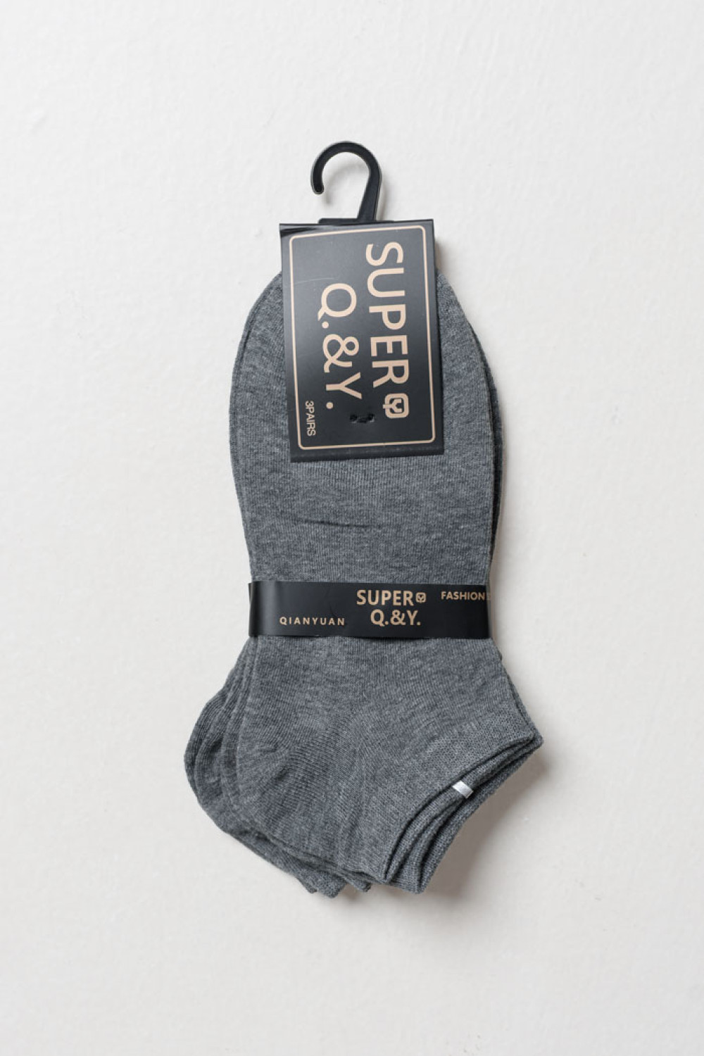 SUPER Q&Y plain ankle socks three-pack