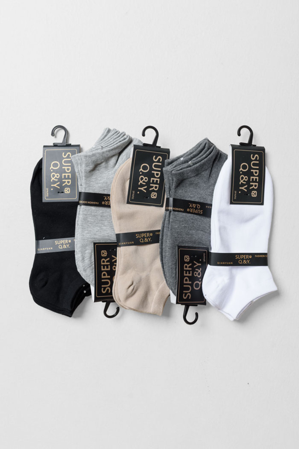 SUPER Q&Y plain ankle socks three-pack