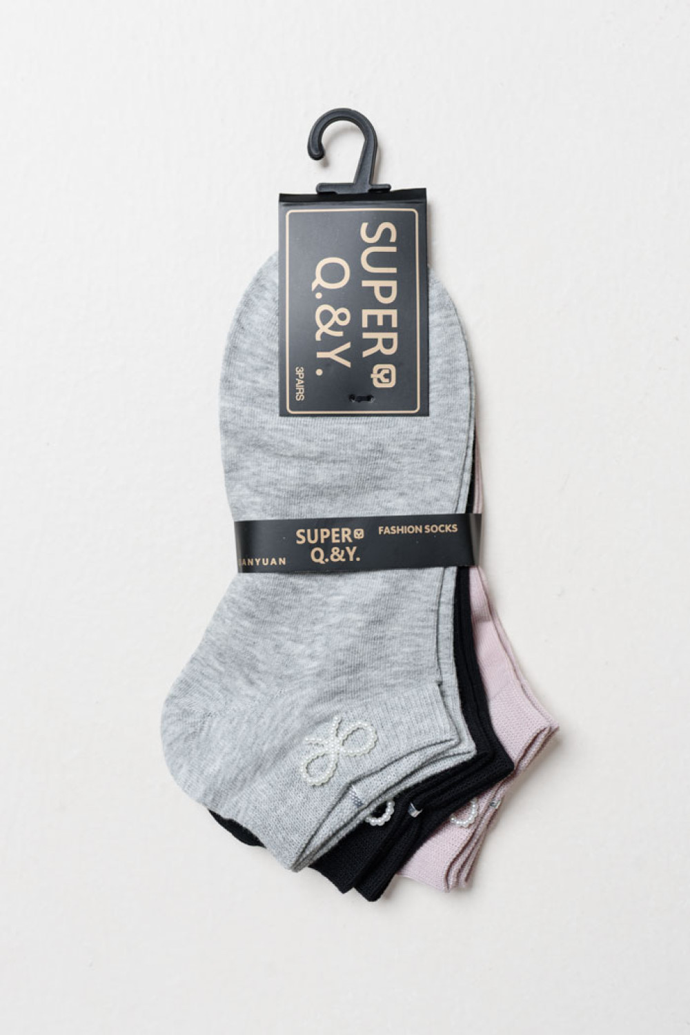 SUPER Q&Y ankle socks with bows three-pack