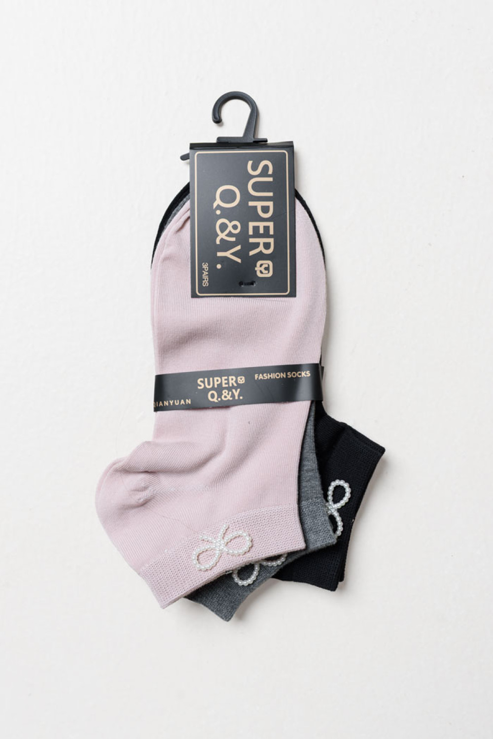 SUPER Q&Y ankle socks with bows three-pack