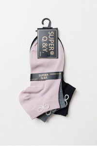 SUPER Q&Y ankle socks with bows three-pack