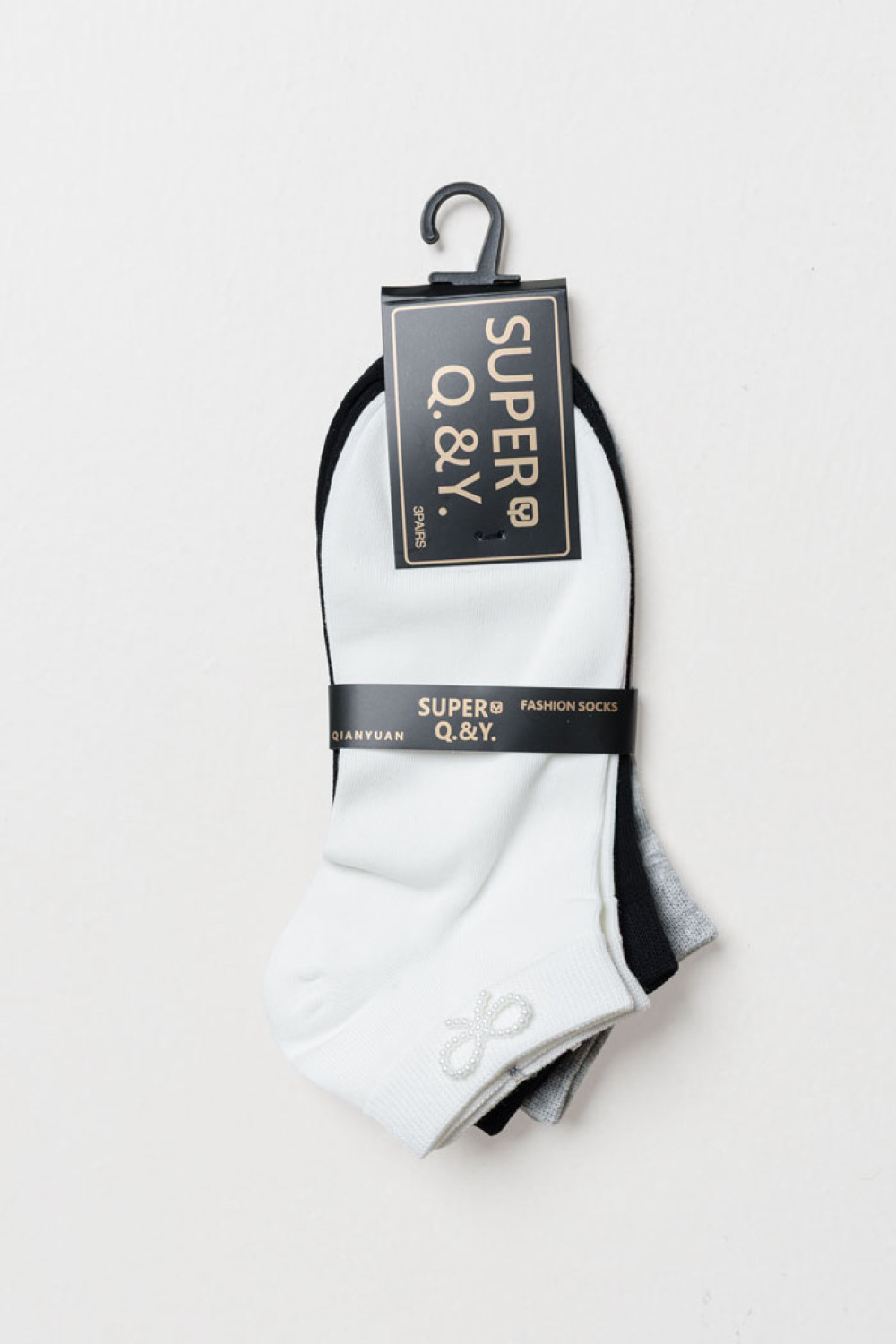 SUPER Q&Y ankle socks with bows three-pack