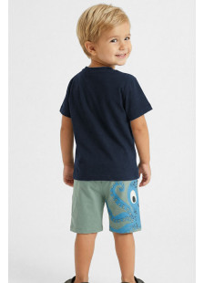 TRAX boys' navy T-shirt and cargo shorts summer set with octopus print