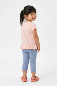 TRAX girls' pink unicorn T-shirt and grey-lilac capri leggings set