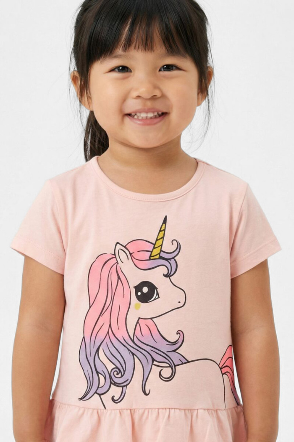 TRAX girls' pink unicorn T-shirt and grey-lilac capri leggings set
