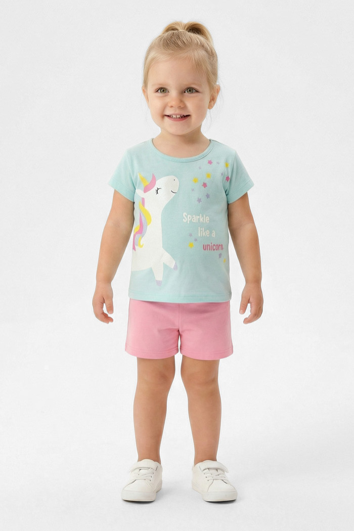TRAX Girls' Unicorn T-Shirt & Shorts Set 49231