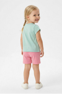 TRAX girls' light turquoise unicorn T-shirt and pink shorts set