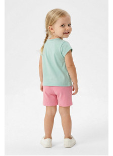 TRAX girls' light turquoise unicorn T-shirt and pink shorts set