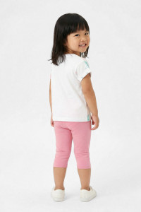 TRAX girls' white strawberry-print T-shirt and pink capri leggings set