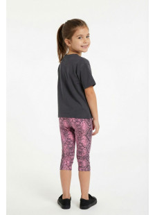 TRAX teen girls' charcoal slogan T-shirt and pink snakeskin-print capri leggings set