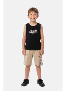 TRAX boys’ black sleeveless top and beige Bermuda shorts set