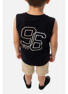 TRAX boys’ black sleeveless top and beige Bermuda shorts set