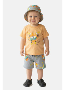 TRAX baby boys’ saffron-yellow T-shirt, grey shorts and bucket hat set