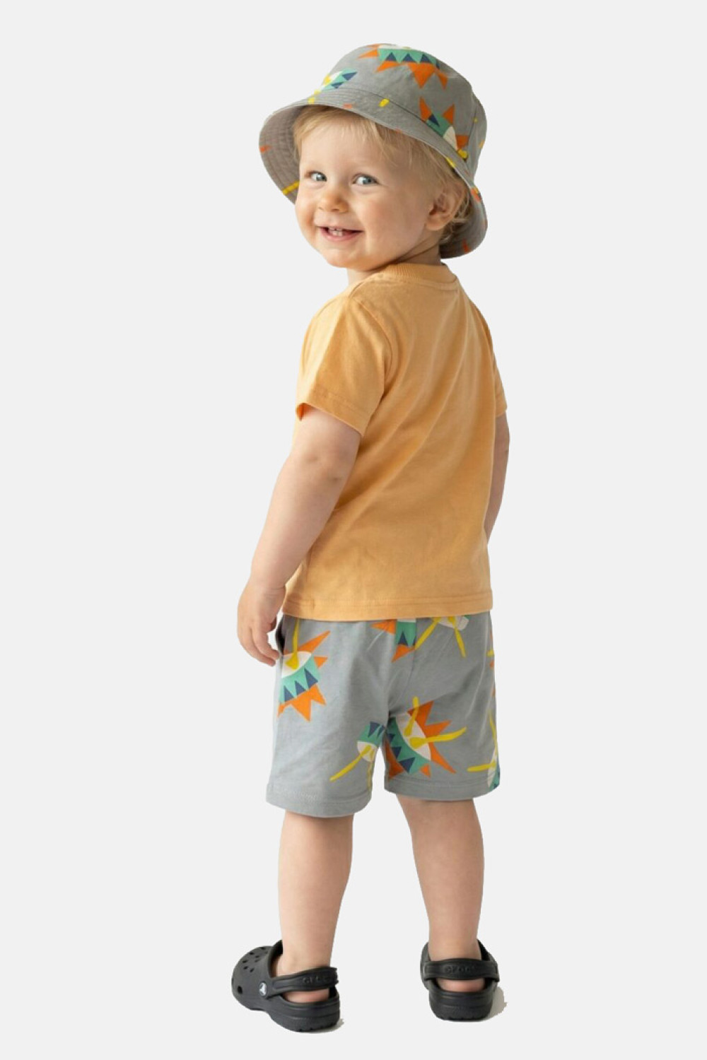 TRAX baby boys’ saffron-yellow T-shirt, grey shorts and bucket hat set