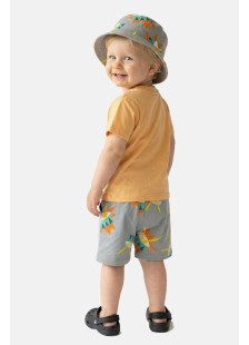 TRAX baby boys’ saffron-yellow T-shirt, grey shorts and bucket hat set