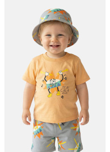TRAX baby boys’ saffron-yellow T-shirt, grey shorts and bucket hat set