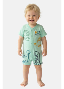 TRAX baby boys’ turquoise dinosaur print summer romper