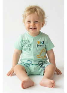TRAX baby boys’ turquoise dinosaur print summer romper