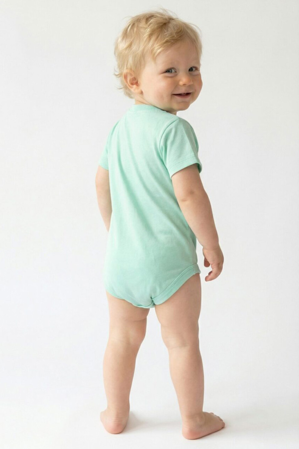 TRAX baby boys’ turquoise dinosaur print summer romper
