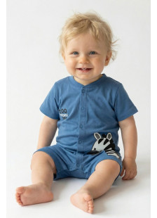 TRAX baby boys’ royal blue zebra print summer romper