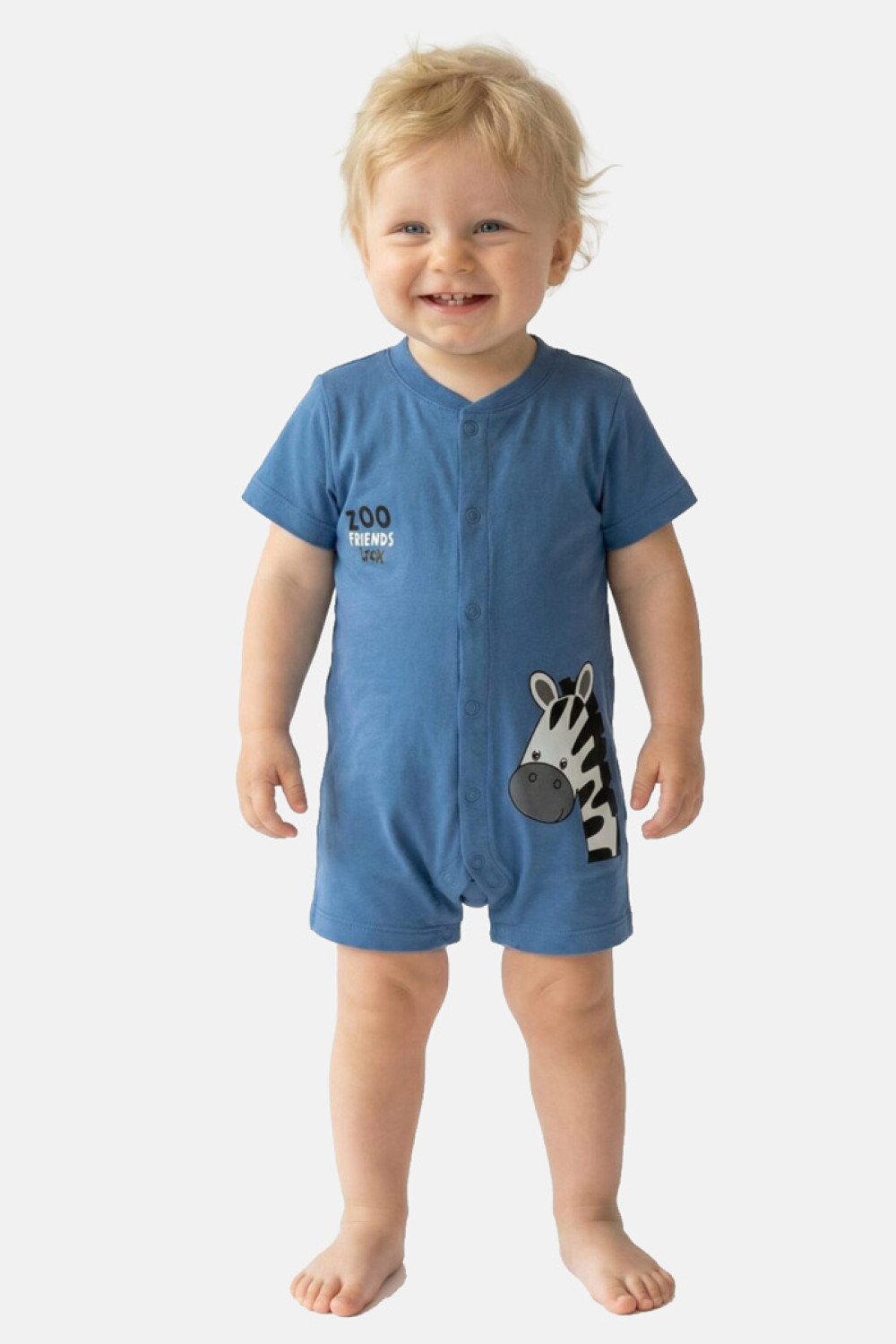 TRAX baby boys’ royal blue zebra print summer romper