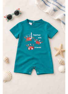 Pretty Baby baby boys' petrol blue romper with crab print