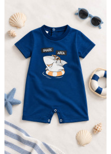 Pretty Baby baby boys' royal blue romper with shark print