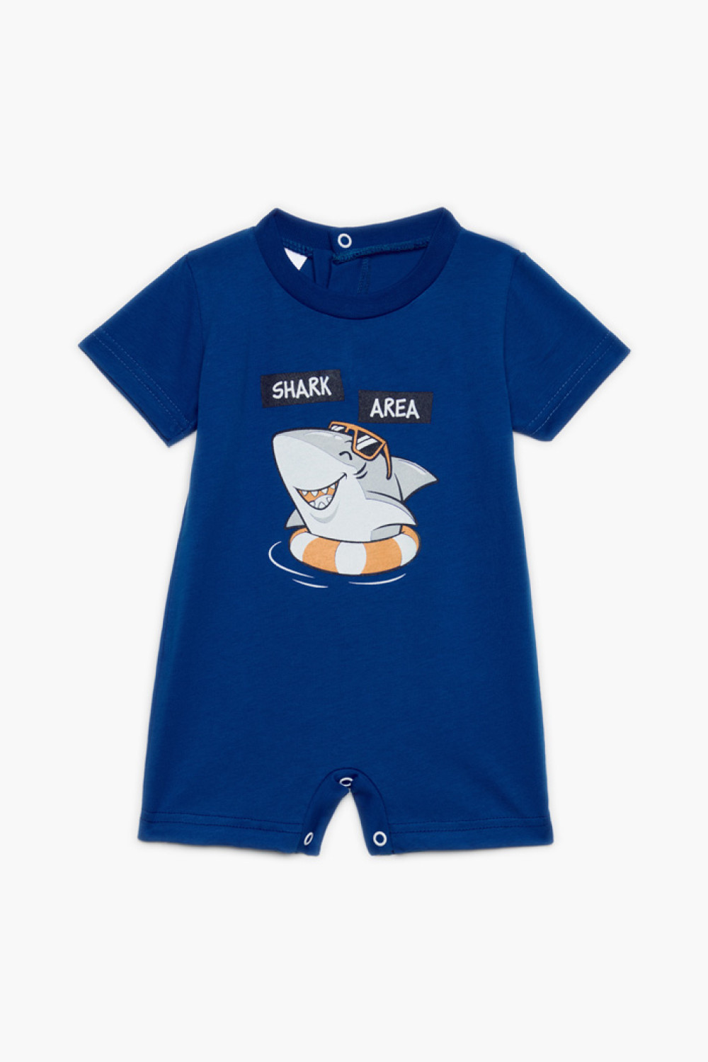 Pretty Baby baby boys' royal blue romper with shark print