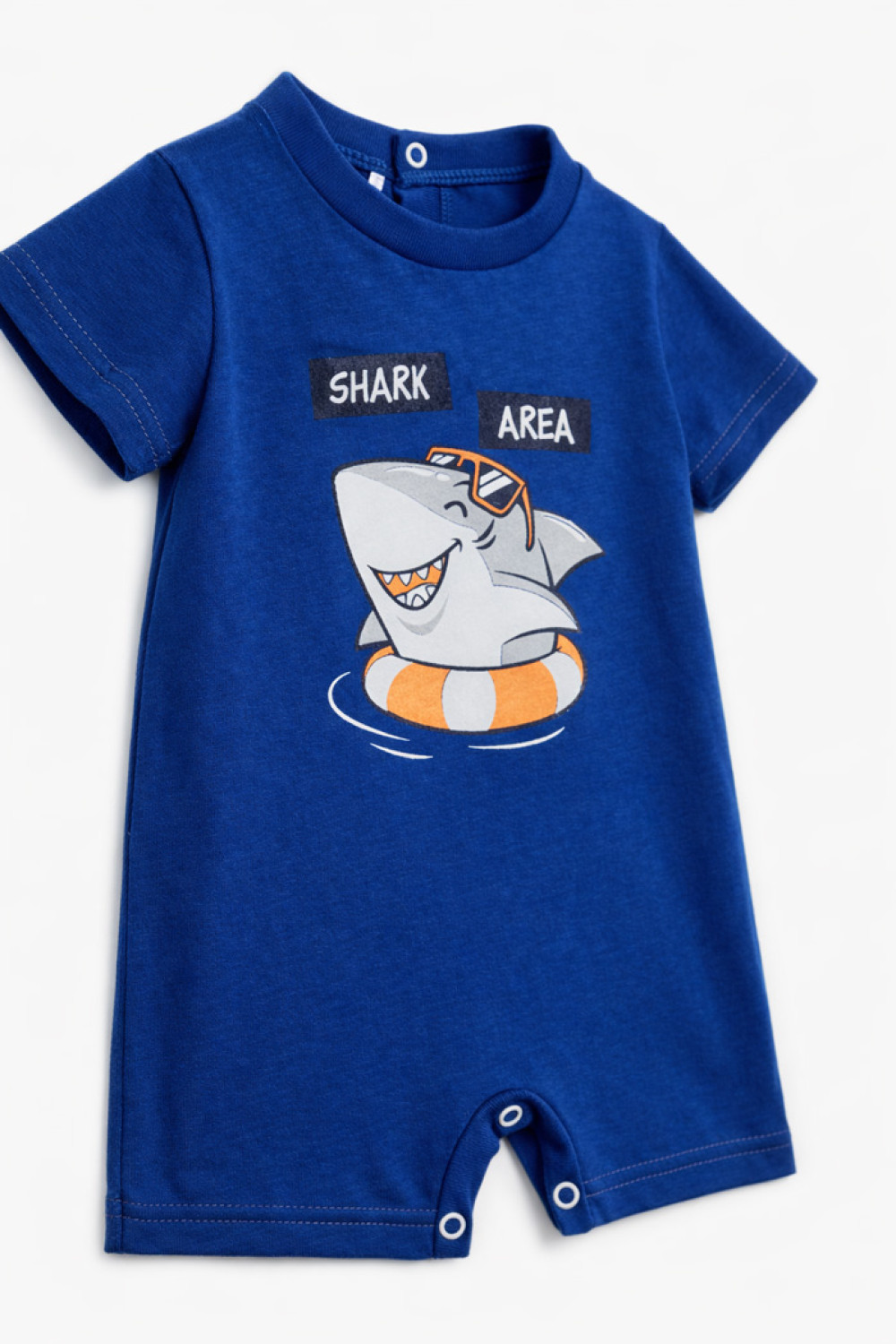 Pretty Baby baby boys' royal blue romper with shark print