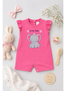 Pretty Baby baby girls' fuchsia romper with elephant print