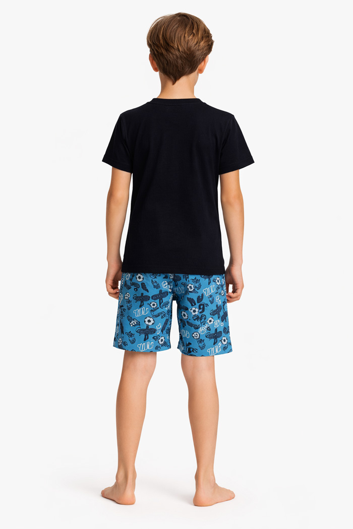Pretty Baby boys' dark blue football pyjama set with shorts