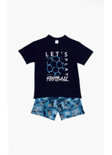 Pretty Baby boys' dark blue football pyjama set with shorts