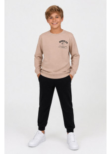 TRAX beige boys' tracksuit set with long-sleeved top and trousers