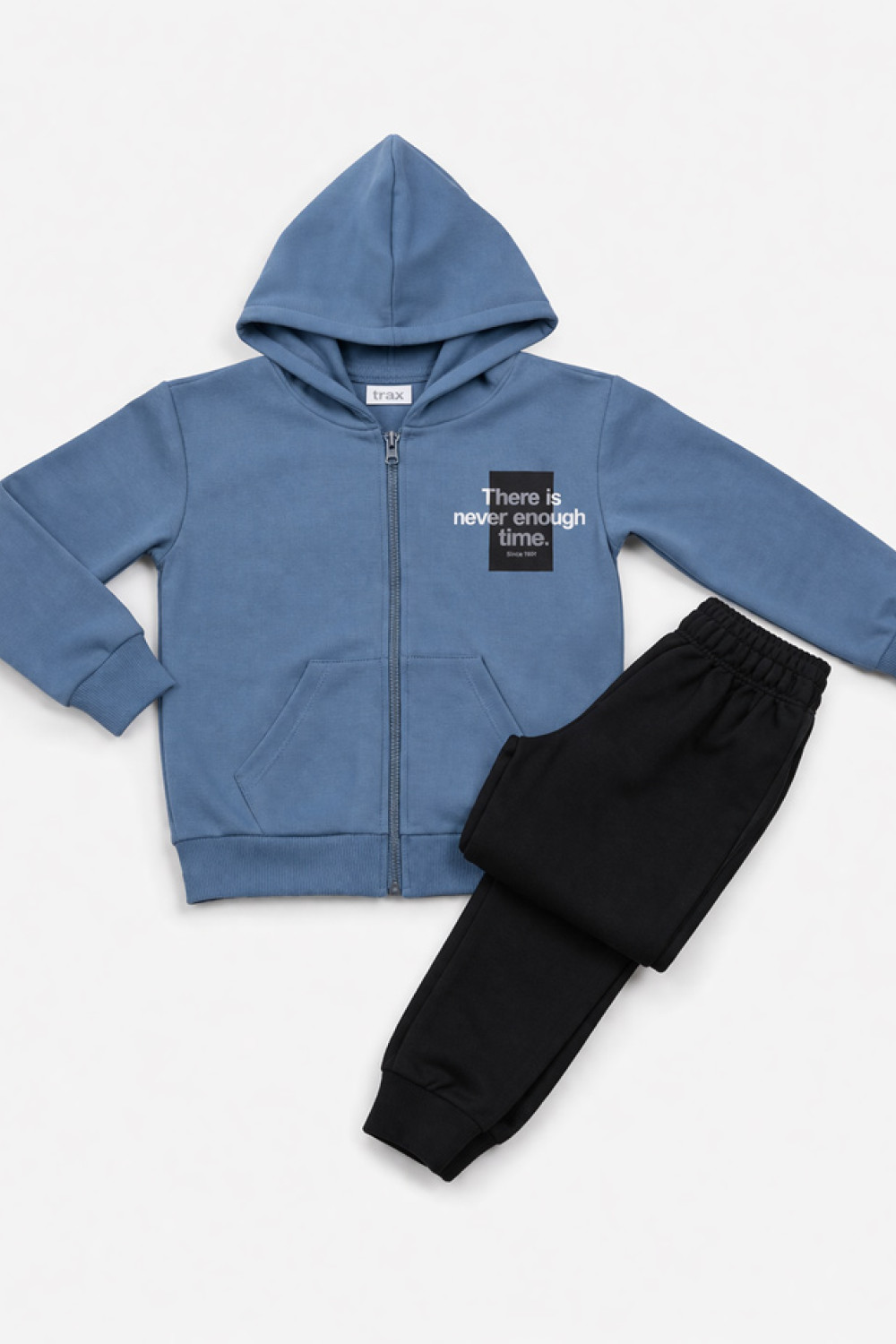 TRAX indigo boys' tracksuit set with hooded jacket and trousers