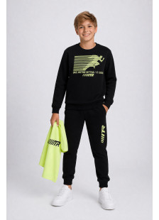 TRAX black boys' three-piece tracksuit set with neon lime details