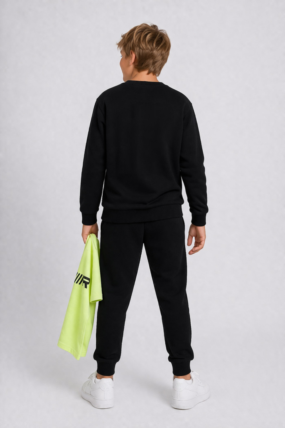 TRAX black boys' three-piece tracksuit set with neon lime details