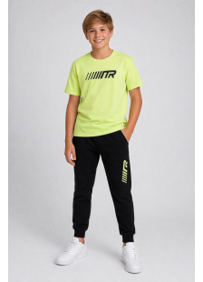 TRAX black boys' three-piece tracksuit set with neon lime details