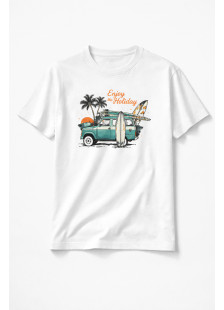 White TRAX ENJOY HOLIDAYS men’s T-shirt