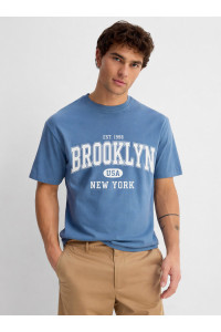 TRX men's indigo cotton T-shirt with Brooklyn print