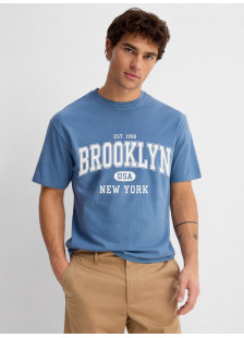 TRX men's indigo cotton T-shirt with Brooklyn print