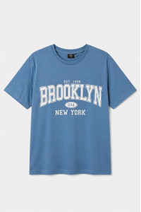 TRX men's indigo cotton T-shirt with Brooklyn print