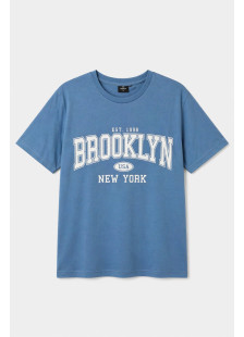 TRX men's indigo cotton T-shirt with Brooklyn print