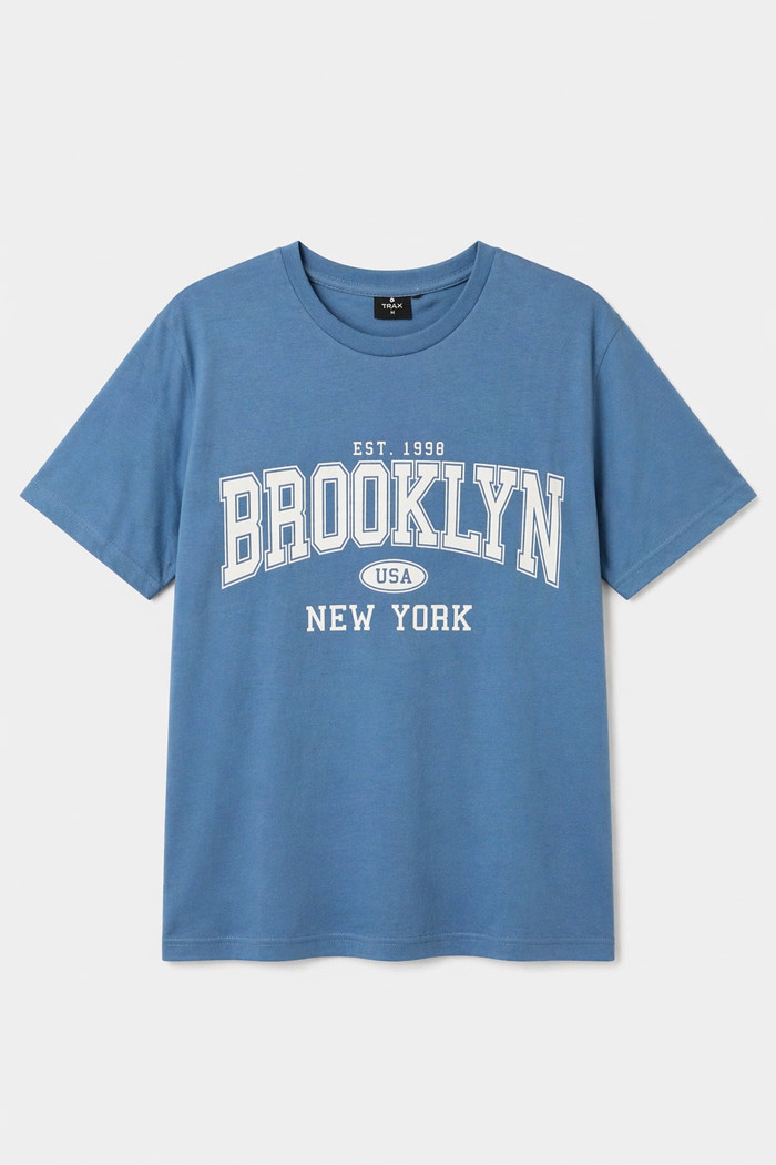 TRX men's indigo cotton T-shirt with Brooklyn print
