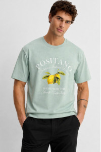 TRX men's mint cotton T-shirt with Positano print