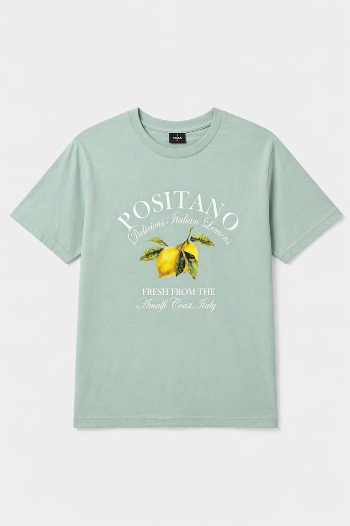 TRX men's mint cotton T-shirt with Positano print