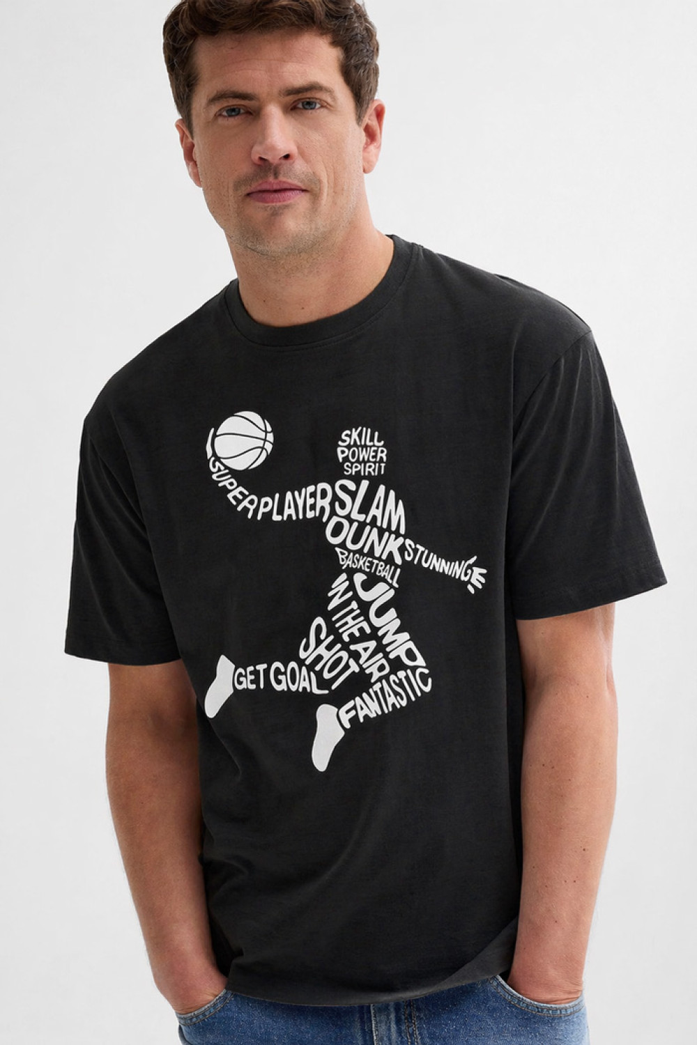 TRX men's black cotton T-shirt with Slum Dunk print
