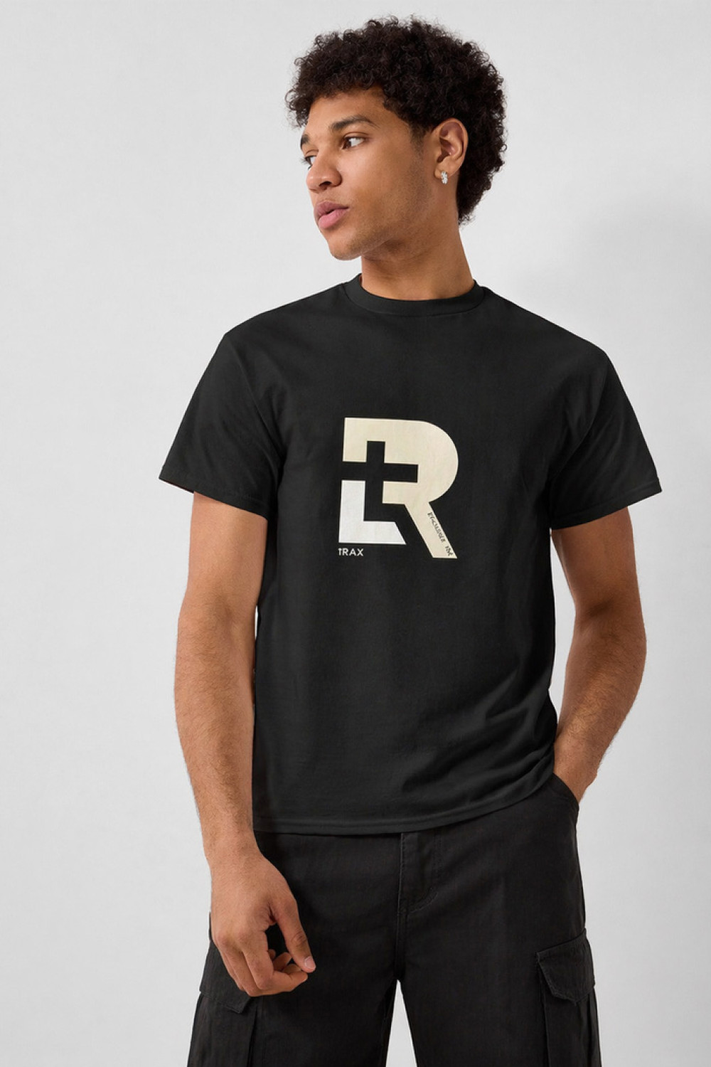 TRX men's black cotton T-shirt with print